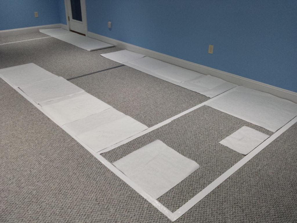 the layout outlined on the floor