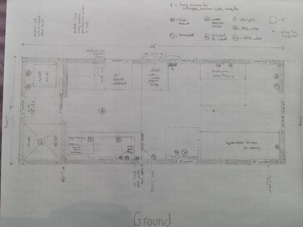 A drawing of the main floor of my tiny home