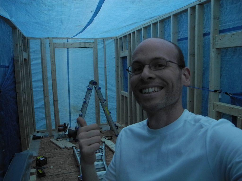 me in the framed first floor covered by the tarp