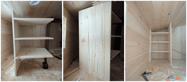 Tiny House Loft Closet Shelf Contruction