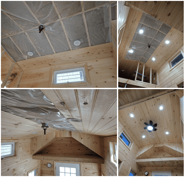 The various stages of finishing the ceiling