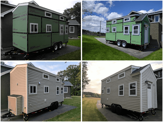 Tiny House Before and After Cedar Siding