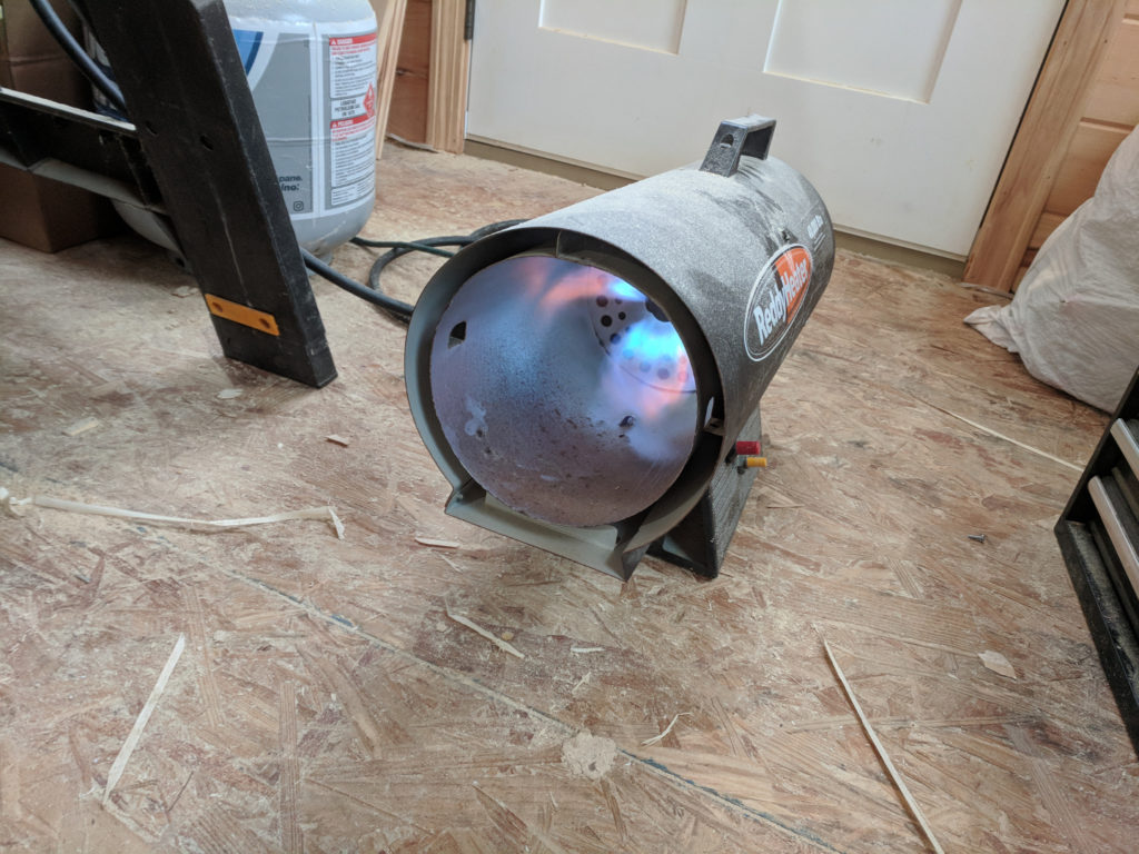 tiny house heated by propane heater