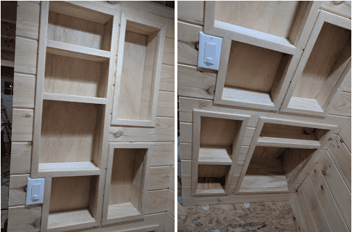 tiny house bathroom shelves