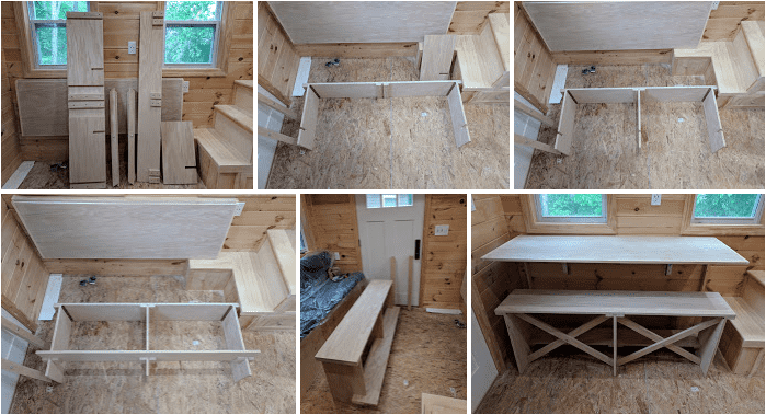 How the Tiny House Sitting Bench assembles