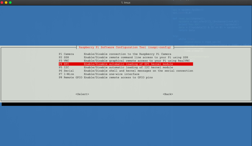 enable SPI and I2C on the Raspberry Pi